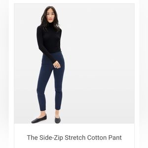 Everlane navy side zip stretch cotton pant
